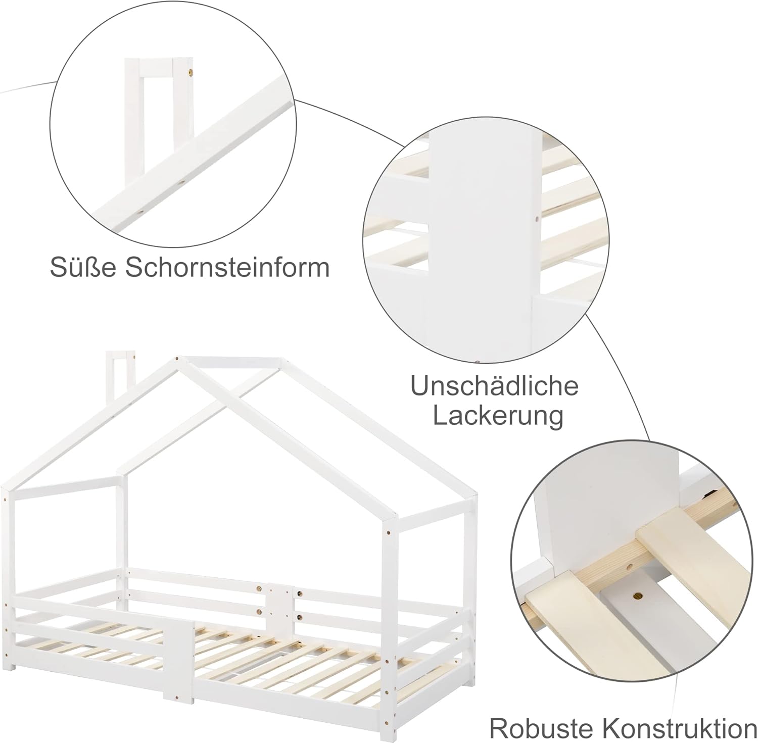 Cama Infantil de 90 x 200 cm – versátil Cama Infantil de Madera para niños y niñas