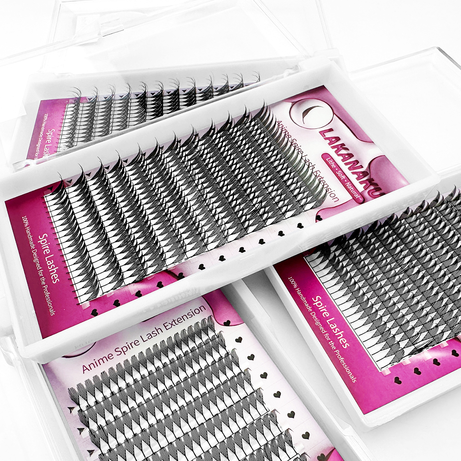 LAKANAKU Spire Lashes Feather Individual Eyelash Extensions B/C/CC/D Cashmere Volume Premade Spikes Eyelashes