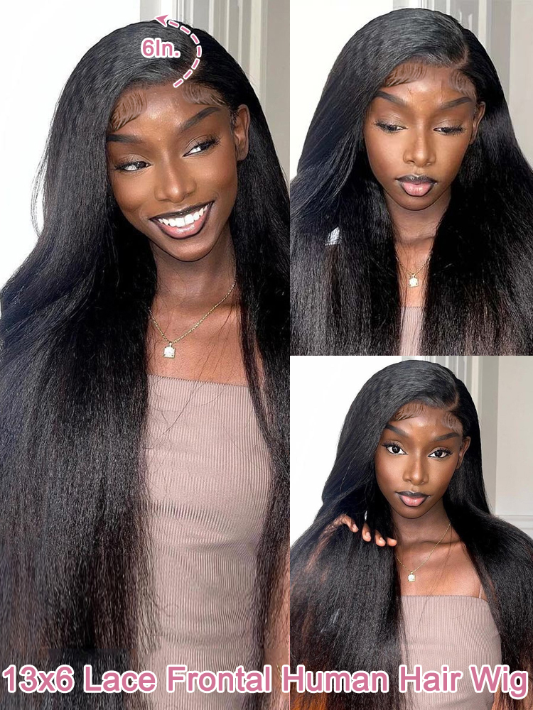 Hochdichte, verworrene, gerade 360-Grad-Lace-Front-Perücken, brasilianisches Echthaar, 40 Zoll, Yaki-gerade 13 x 6 HD-Lace-Frontal-Perücke, vorgezupft