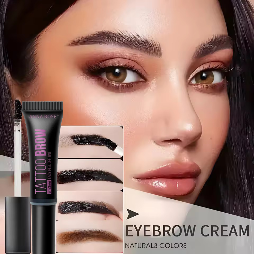Waterproof Peel-Off Tattoo Brow Gel with Stencils, Long-Lasting 3 Days, Smudge-Proof, Multi-Look, Safe for All Skin Types,Unisex