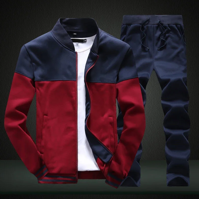 EAEOVNI, conjuntos de chándal para hombre, Sudadera con capucha y cremallera, pantalón de chándal, trajes para correr al aire libre, sudadera de retales, pantalón, ropa para hombre, conjuntos de 2 piezas