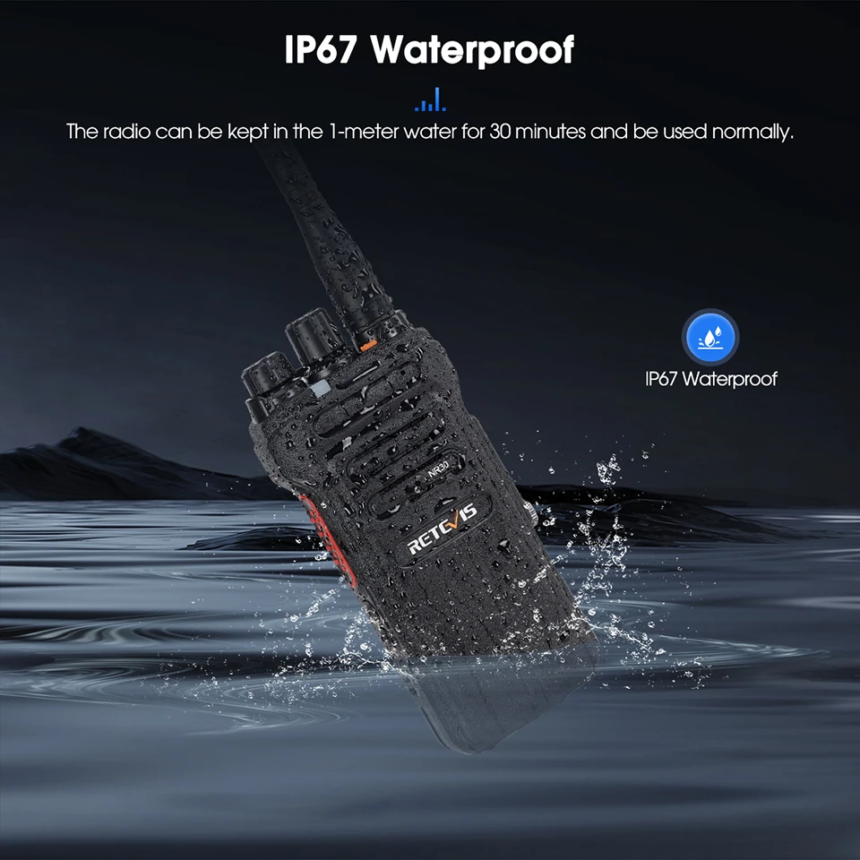 Retevis-walkie-talkie de alta potencia NR630, reducción de ruido bidireccional, IP67, resistente al agua, Radio bidireccional, cargador tipo C