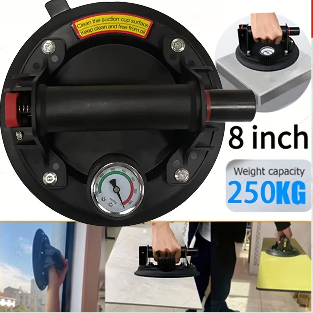 8 Inch Vacuum Suction Cup Glass Sucker 200/250kg Loading Capacity Heavy Duty Vacuum Industry Spreader to Tile Windshield Window