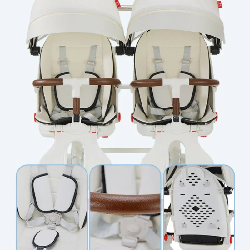 Carrinhos duplos dobráveis para crianças, Gêmeos Baby Strollers, Carrinho leve, Carrinhos para bebês