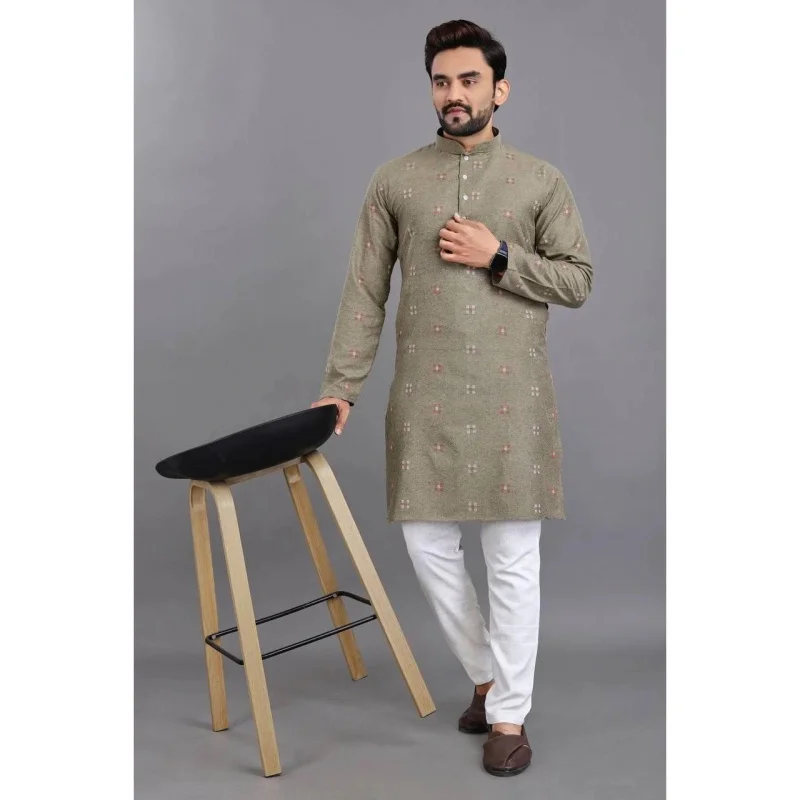 2025 Herren-Kragen, digital bedruckt, Kurta Vardha, normale Passform, Stehkragen, lang, geeignet für alle Gelegenheiten, wie Hochzeit Hari Raya Sommer