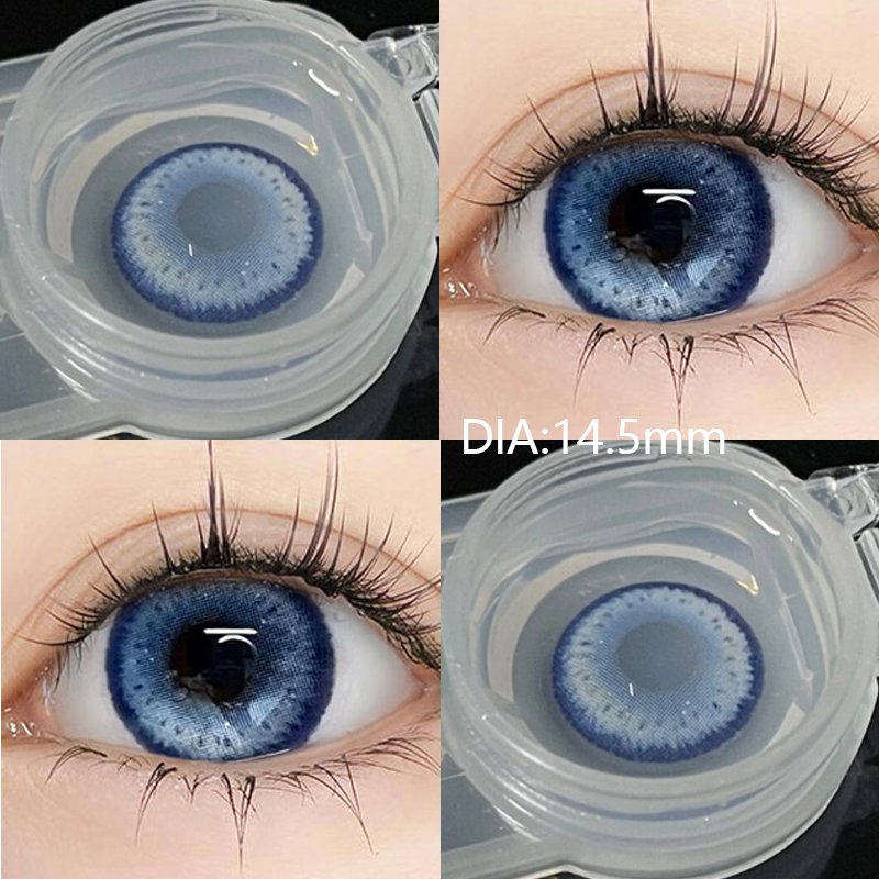 YIMEIXI 2Pcs New Pattern Color Colored Contact Soft Circular Lenses Beauty Pupil Blue Series Eyes Makeup Blue High Quality