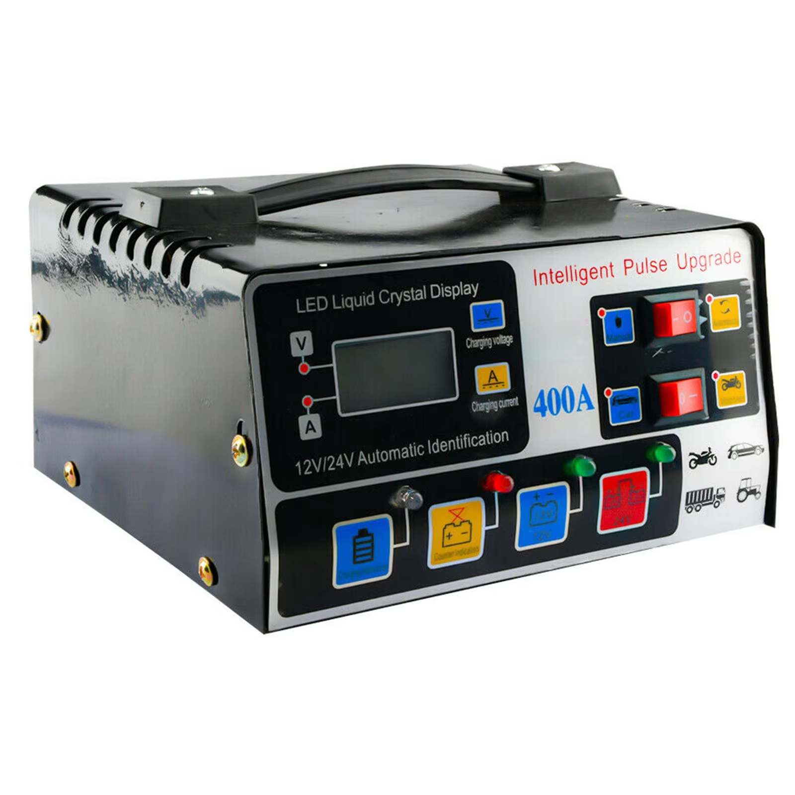 金属製カーバッテリー充電器,12V, 24V, 220W,全自動カーバッテリー充電器,修理,ハイパワー,高速充電器