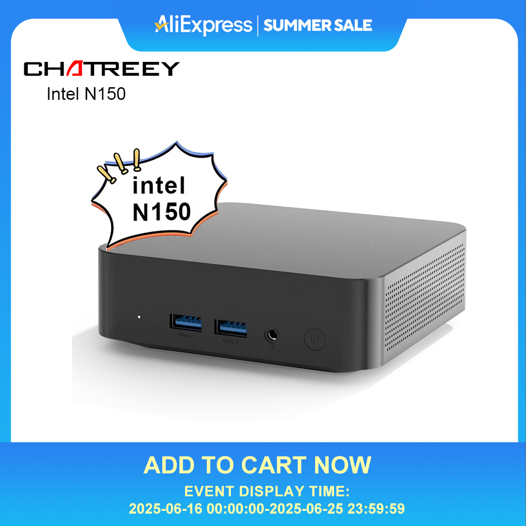 Chatreey T9H Mini PC Intel Twin Lake N150 WIFI 6Windows 11 ordenador de bolsillo ultrapequeño SSD Dual función completa tipo C 4K 60Hz RGB