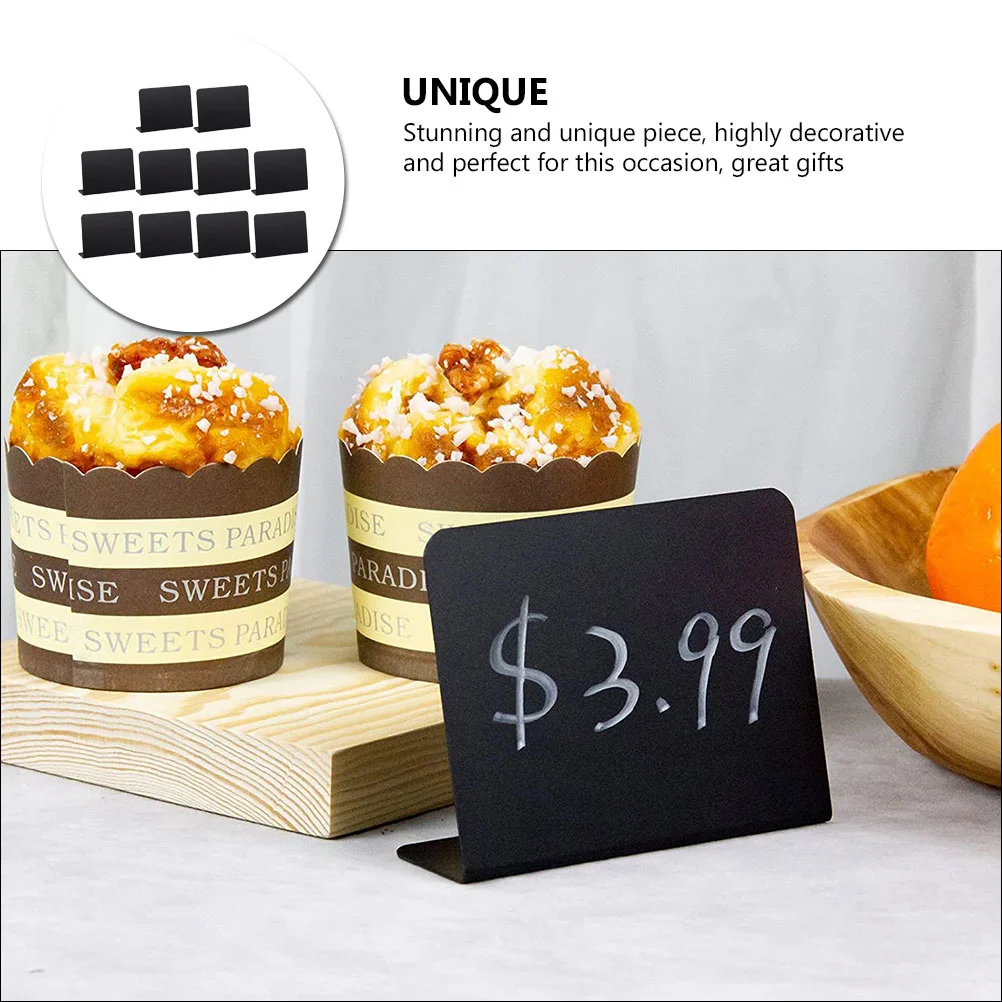 10 Pcs Mini Food Sign Black Writing Chalkboards Price Display Decorative Blackboard Menu Boards For PVC Multifunctional Message
