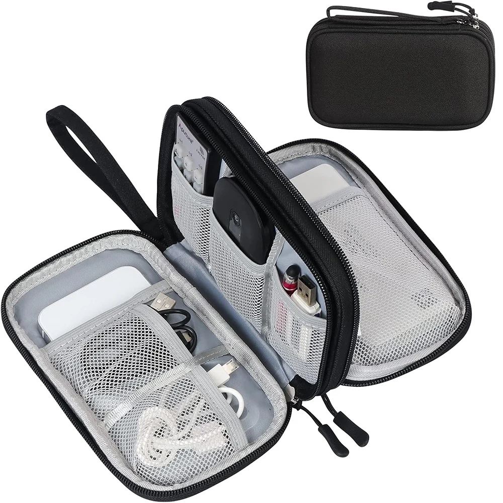 Bolsa de almacenamiento de cables impermeable, organizador de accesorios electrónicos digitales, estuche organizador de cables de viaje portátil para cargador de cables