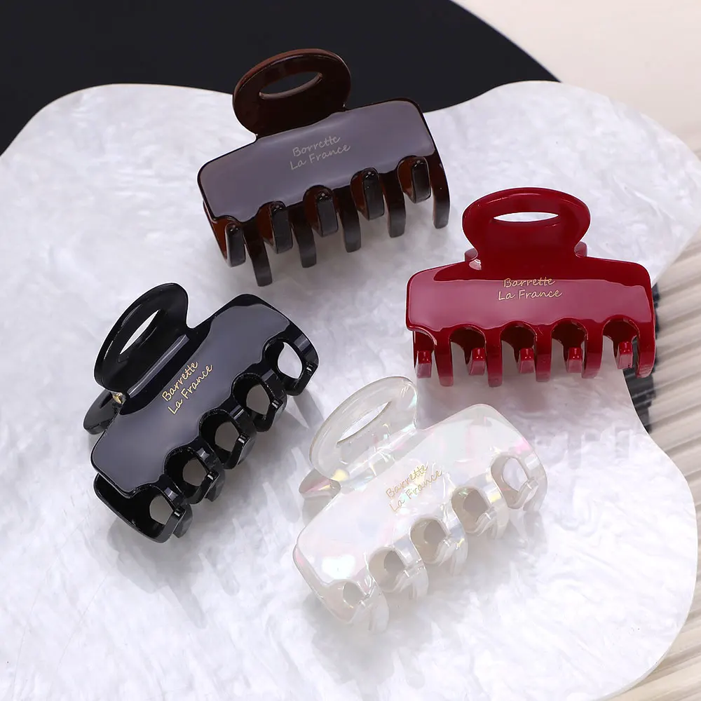 Cangrejos para el cabello de acetato rojo, pinzas para el cabello de 5,5 cm de largo para niñas y mujeres, accesorios para el cabello atados de moda coreana