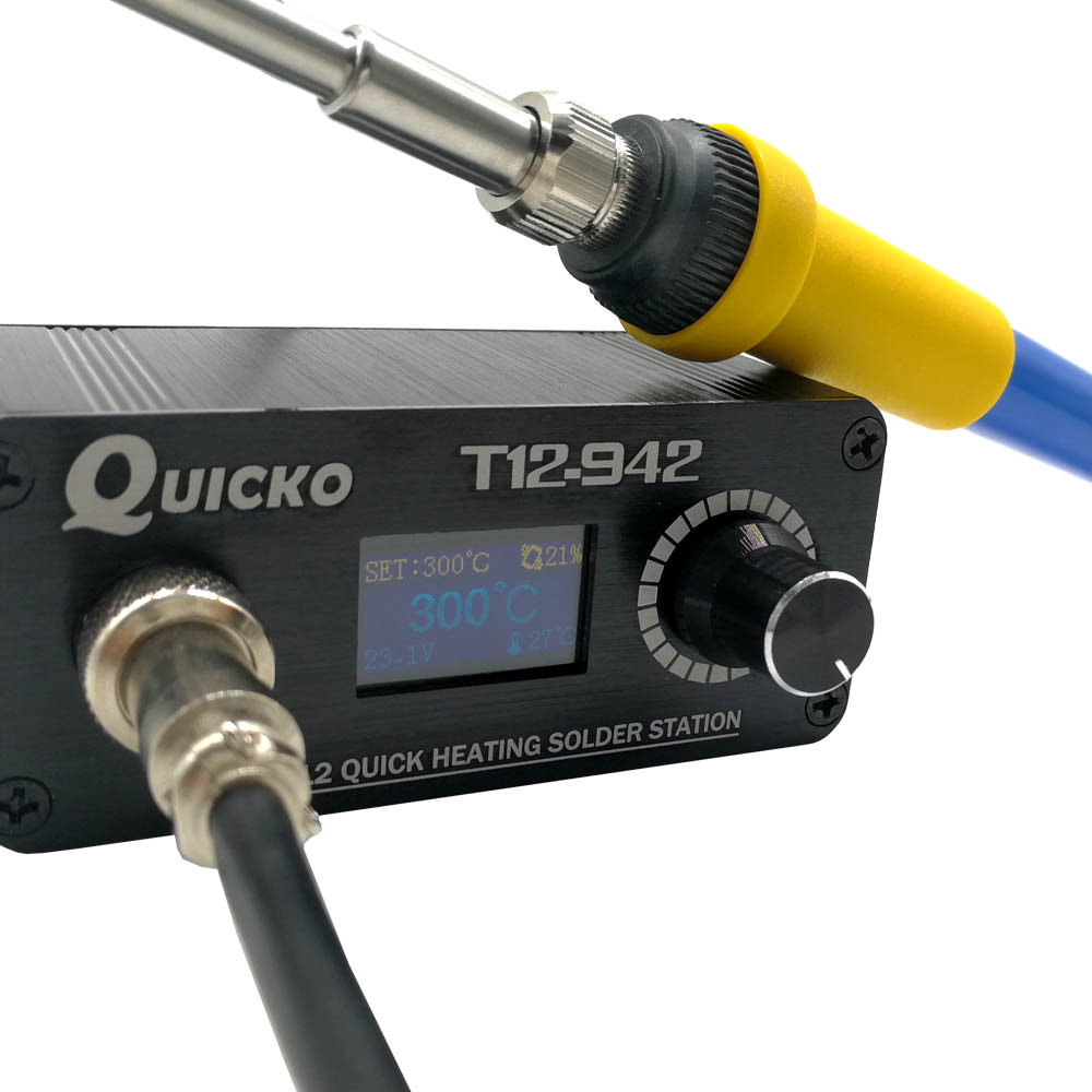 Quicko-T12-942 MINI-Lötstation mit EU-Adapter, 24 V 3 A Lötspitze T12-Eisenspitze, tragbares Schweißgerät, fertige Maschine