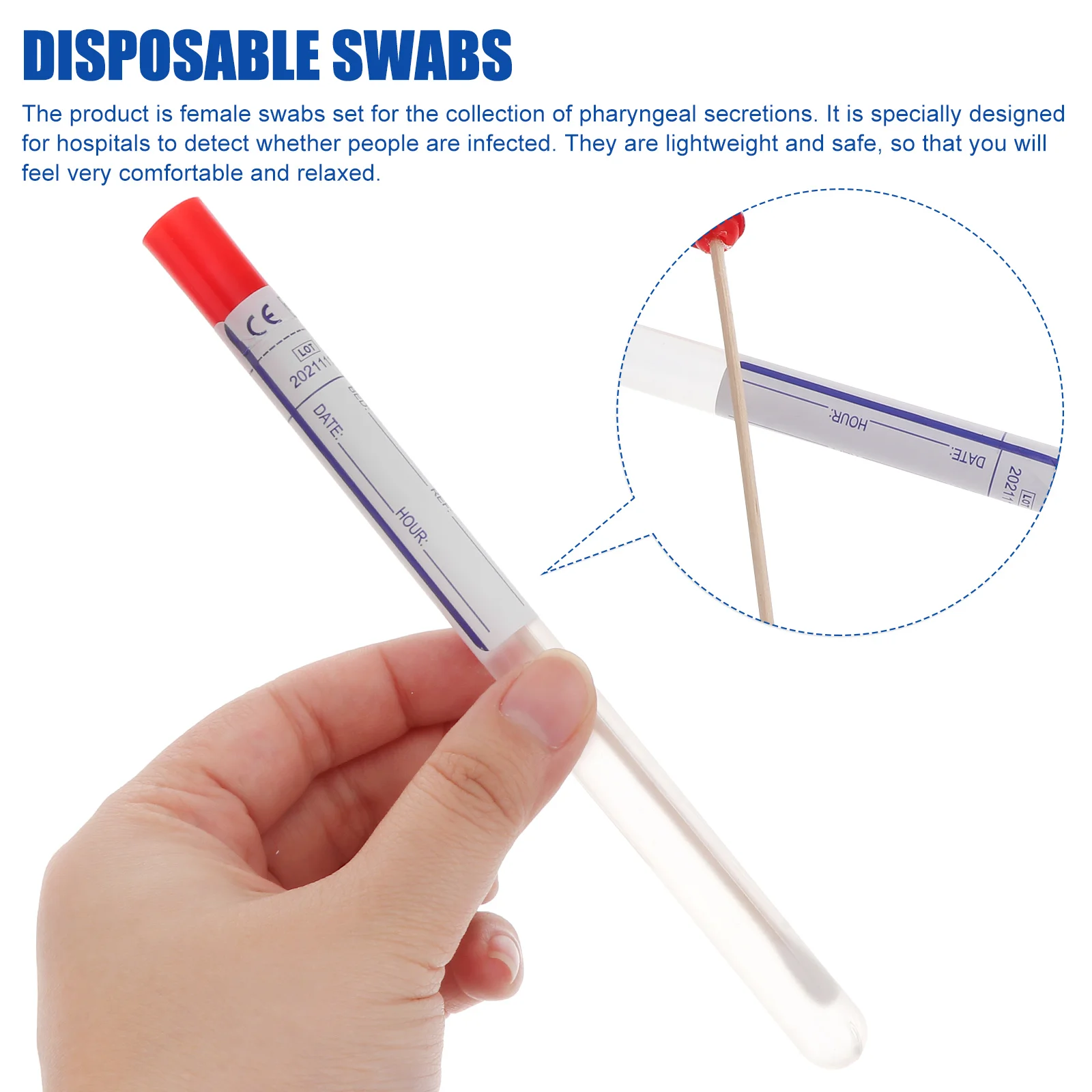 100 Pcs Sterile Swab Stick Sampling Specimen Collection Swabs Cotton Sticks Disposable Single Use Samplingsticks For
