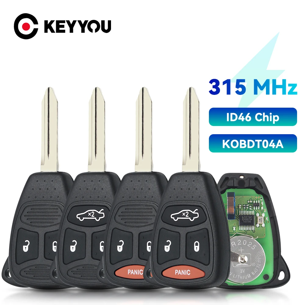 KEYYOU KOBDT04A Pilot zdalnego sterowania do Dodge RAM JEEP Commander Compass Grand Cherokee Liberty Wrangler Chrysler ID46 315/433 Mhz