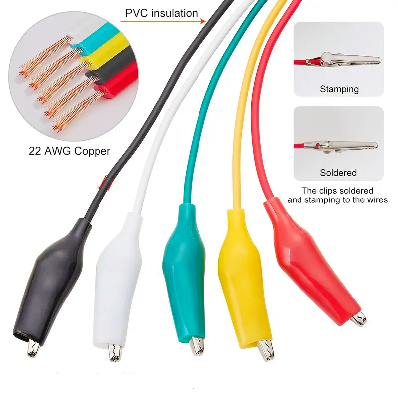 10 Uds. Pinza de cocodrilo de Color eléctrica DIY funda de cable de alimentación de batería pequeña abrazadera eléctrica abrazadera de prueba de doble cabezal
