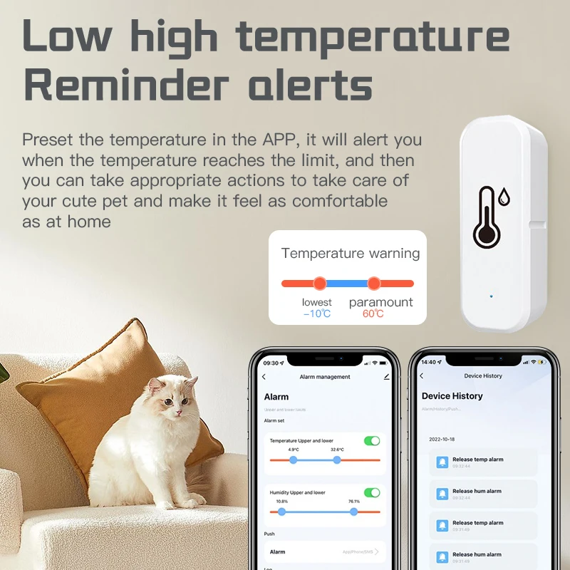 Compatible con sensor de temperatura y humedad Tuya Zigbee, dispositivo doméstico inteligente Compatible con Google Home Alexa para monitoreo ambiental