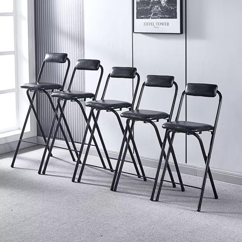 Portable Folding Bar Chairs High Foot Counter Chair with Backrest Compact Reception & Fishing Seat Lightweight Bistro Stools