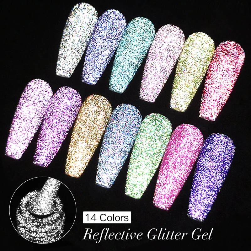 Mtssii 6ml Holographic Glitter Gel Nail Polish Sparkling Silver Recflective Uv Gel Polish Semi Permanent Varnish For Manicure