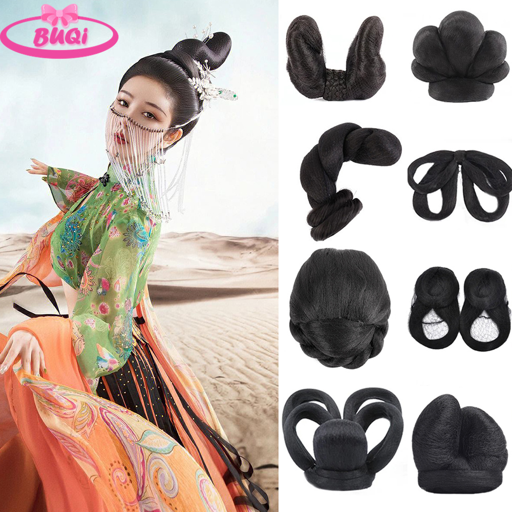 Hanfu cosplay cabelo chinês antigo peruca chignon sintético falso hanfu cabelo bun princesa chinesa cosplay extensões de cabelo