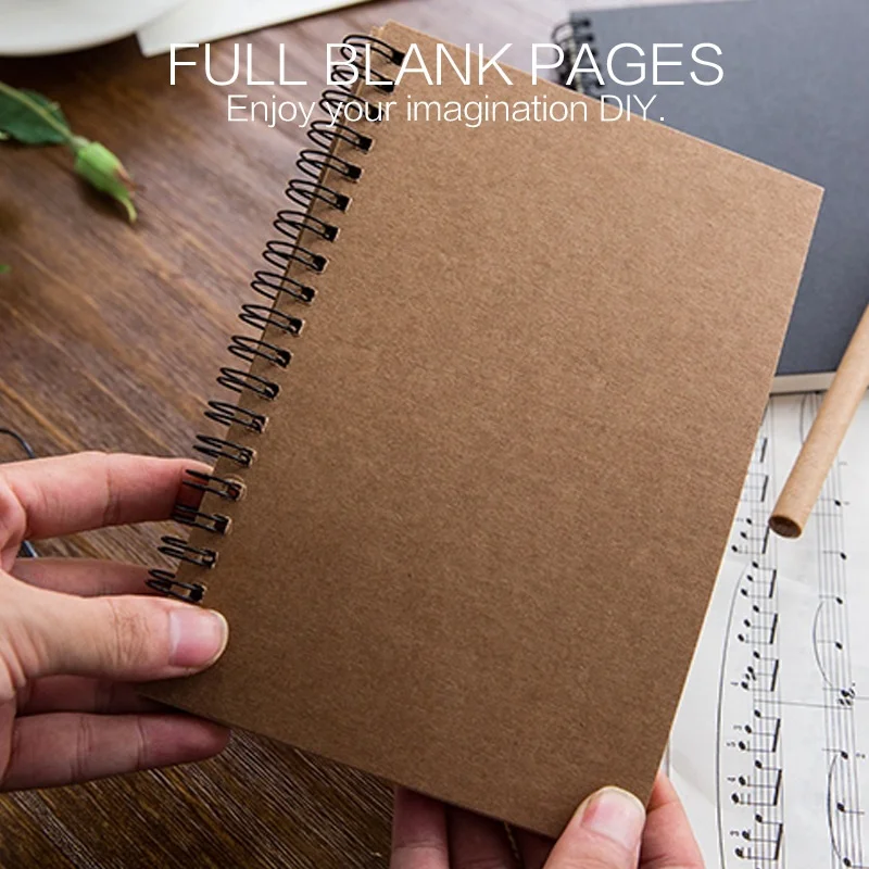 100 Pages/ 50 Sheets Soft Cover Spiral Blank Sketch Books Pad Notepad Notebook Book Ideal for Writing, Planning, Drawing