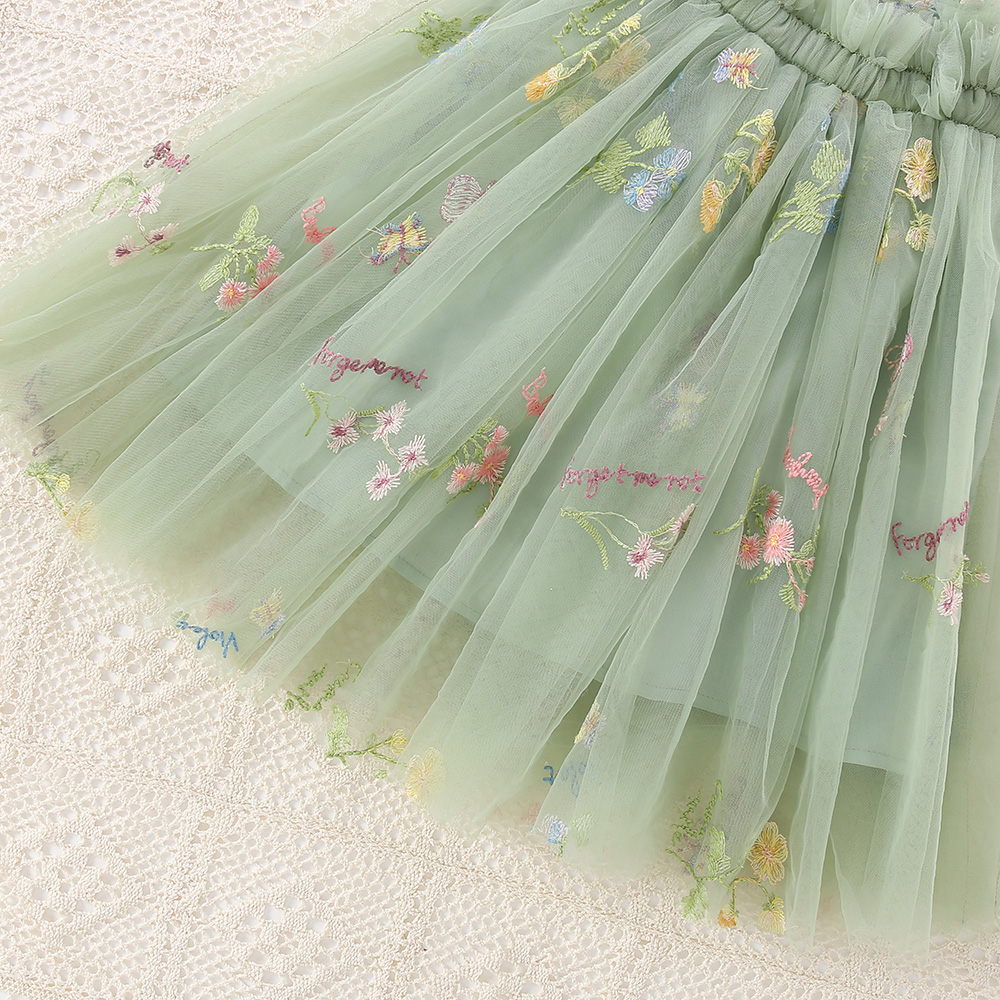 Mignon enfant en bas âge filles maille bretelles arc robe moelleux Tulle Tutu robe de princesse été bébé filles broderie fleur tenue décontracté