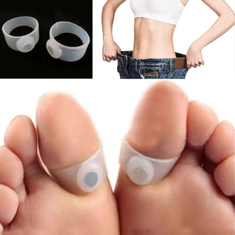 2 ชิ้น/คู่ Magnetic Therapy Slimming Toe แหวน Fast ลดน้ําหนัก Burn ไขมันลดไขมันซิลิโคนนวดเท้า Toe แหวน