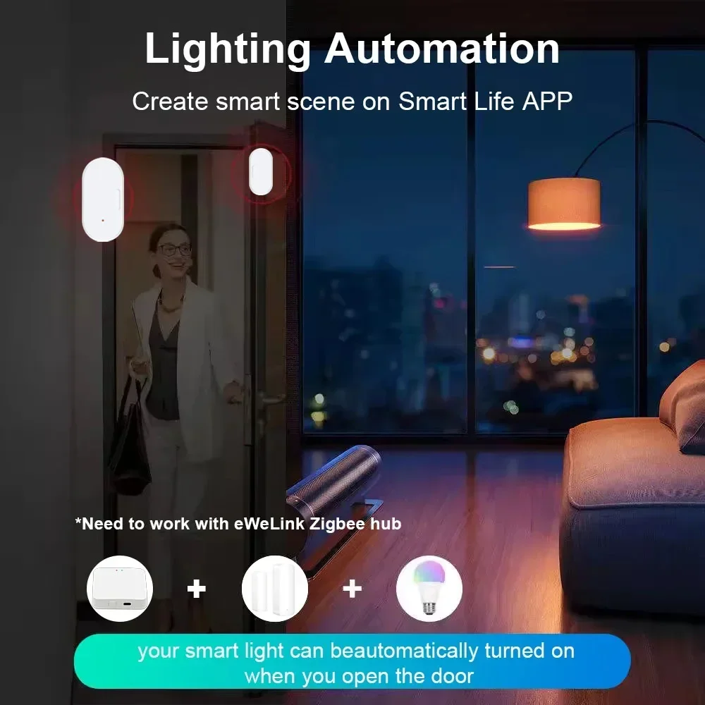 Ewelink ZigBee Tür-Fenster-Sensor, Kontaktsensor, Sicherheit, Einbruchalarm, magnetischer Türsensor, unterstützt Home Assistant Zigbee2mqtt