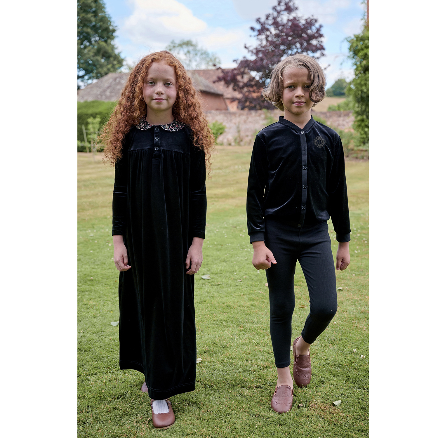 AS Velvet Collection AW25 col fleuri Patchwork robe Maxi bébé barboteuse famille correspondant garçons ensemble de vêtements