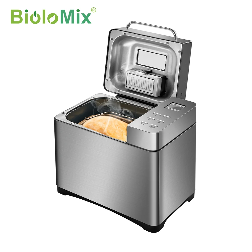 Biolomix Edelstahl 1KG 19-in-1 Automatische Brot Maker 650W Programmierbare Brot Maschine mit 3 loaf Größen Obst Mutter Dispenser