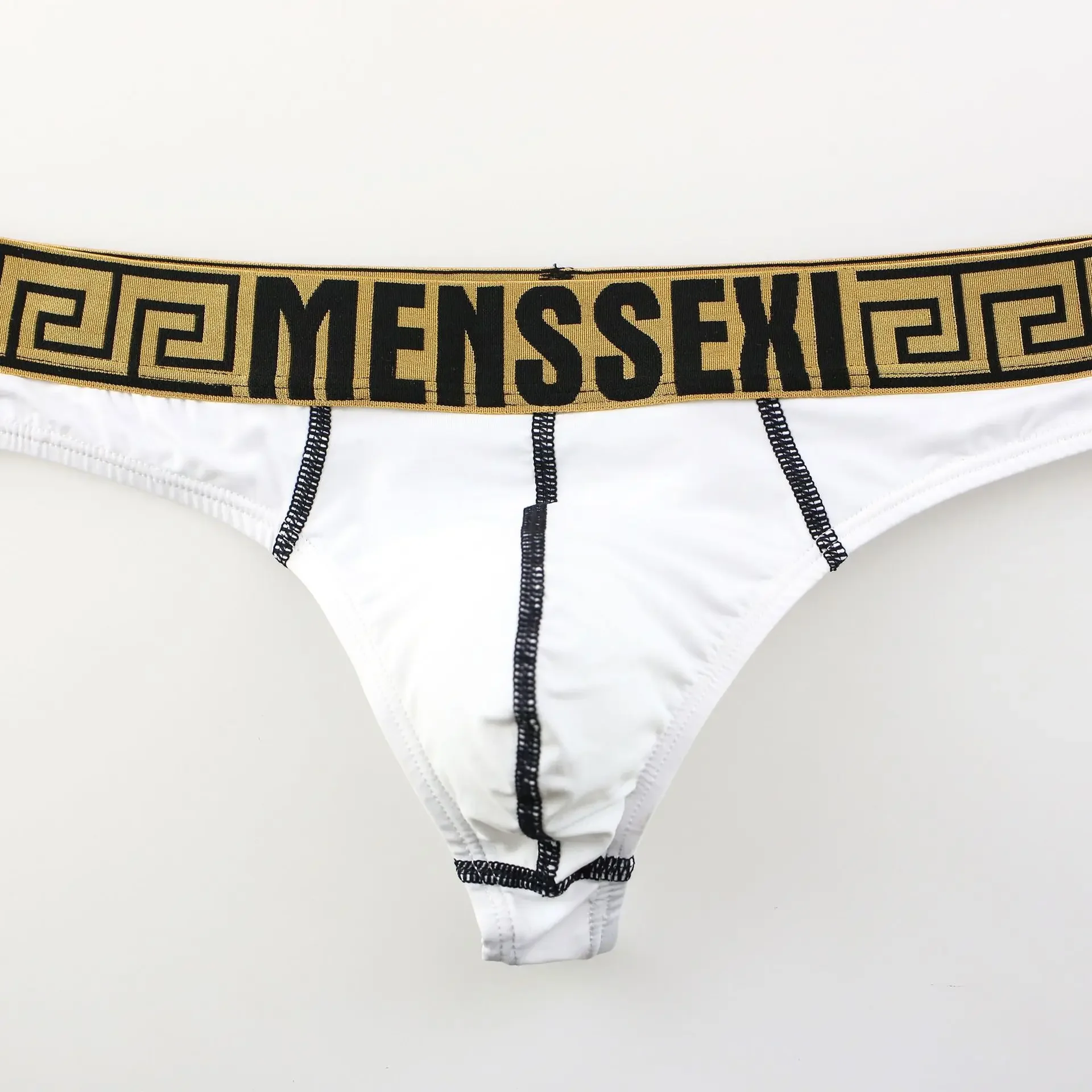 Bikini sencillo para hombre, moda juvenil, cintura elástica con letras, seda de hielo, cómodo Tanga con espalda en T, Tanga Sexy Gay de tiro bajo con bolsa para bulto