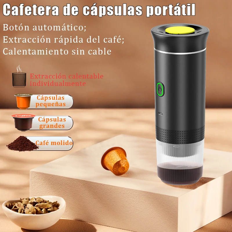 Draagbare Elektrische Capsule Koffiezetapparaat Espresso Pot Draadloze Verwarmingspomp Pers Koffiezetapparaat Reizen En Auto 3 In 1 Koffiepot