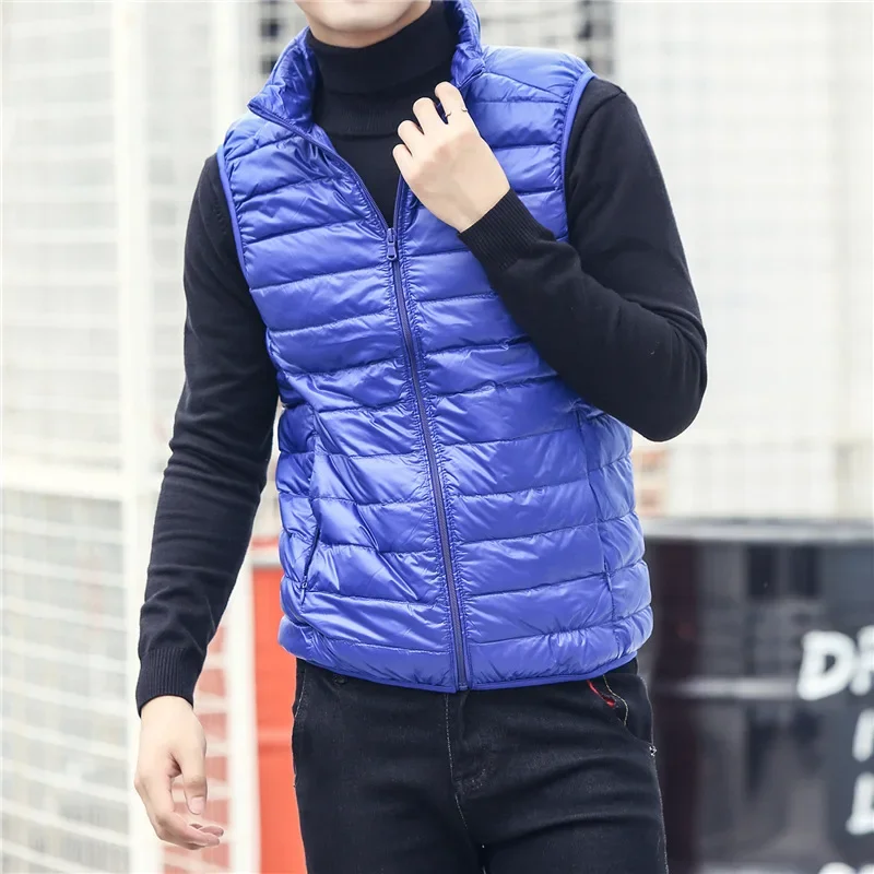 Herfst En Winter Heren Draagbare Eendendendons Tanktop Ultralicht Los Heren Winddicht Gewatteerd Tankvest