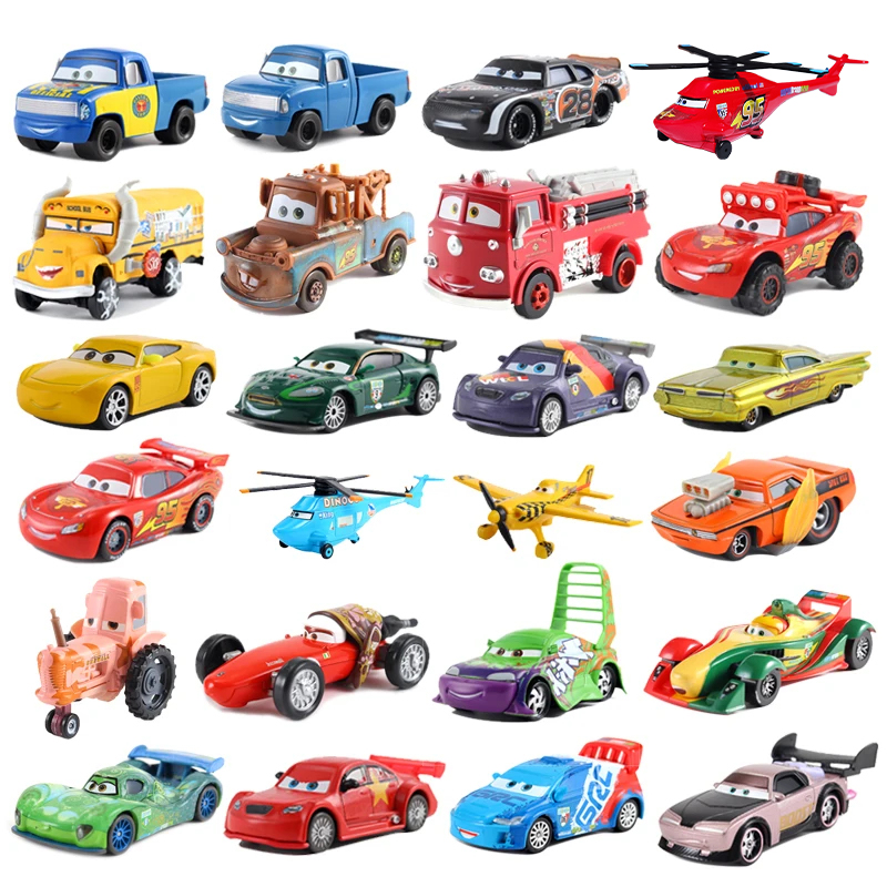 Disney Pixar 2/3 juguete Lightning McQueen coche avión 1:55 Mini modelo de aleación de Metal fundido a presión Dinoco Racer coches niños regalo de Navidad
