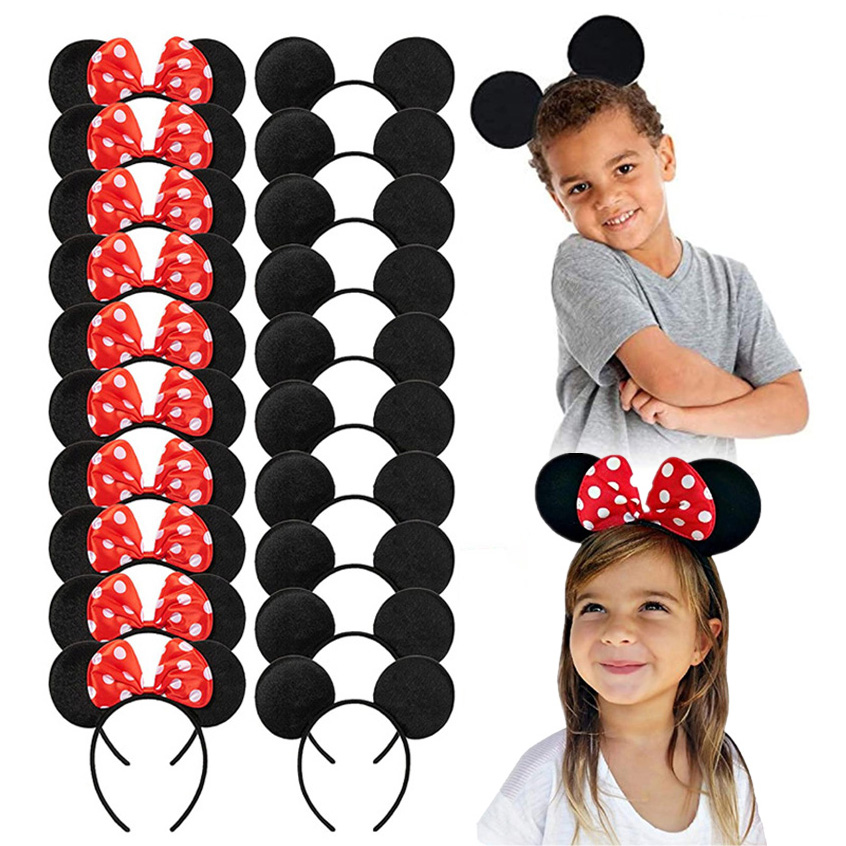 Faixa de cabeça com laço de bolinhas, desenho animado, férias, festa fofa, acessórios para cabelo, minimalista, mickey mouse
