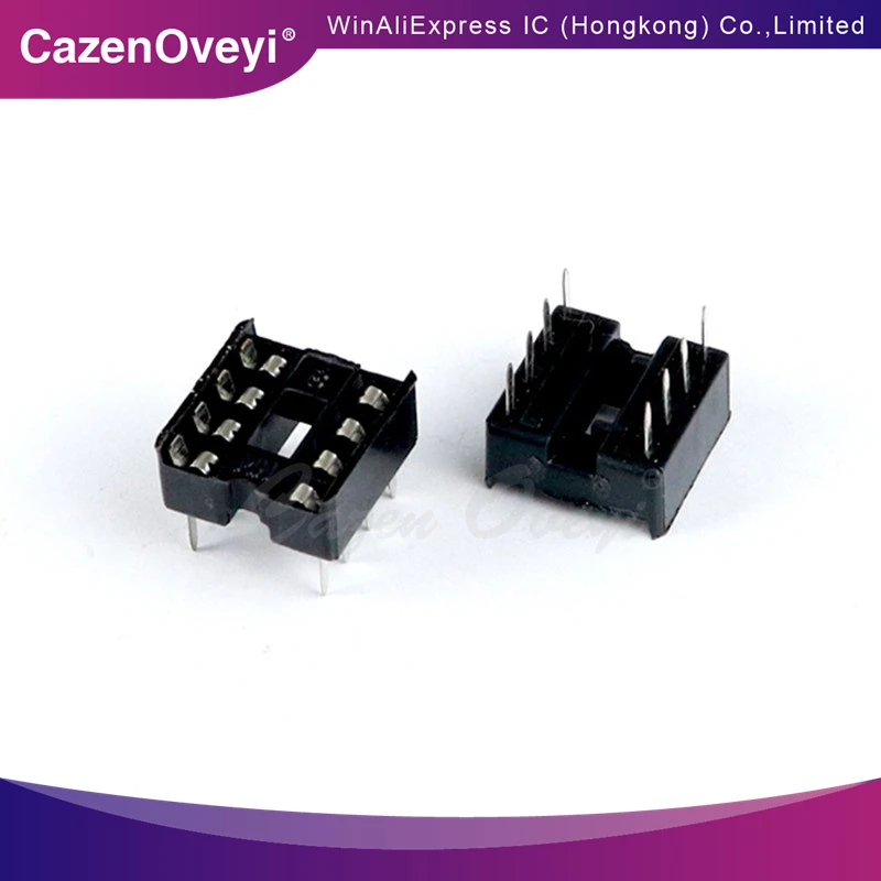 Enchufe IC integrado de bloque en línea DIP, chip de microordenador de un solo chip, base de pie plano, sub 8P estrecho, 10 piezas