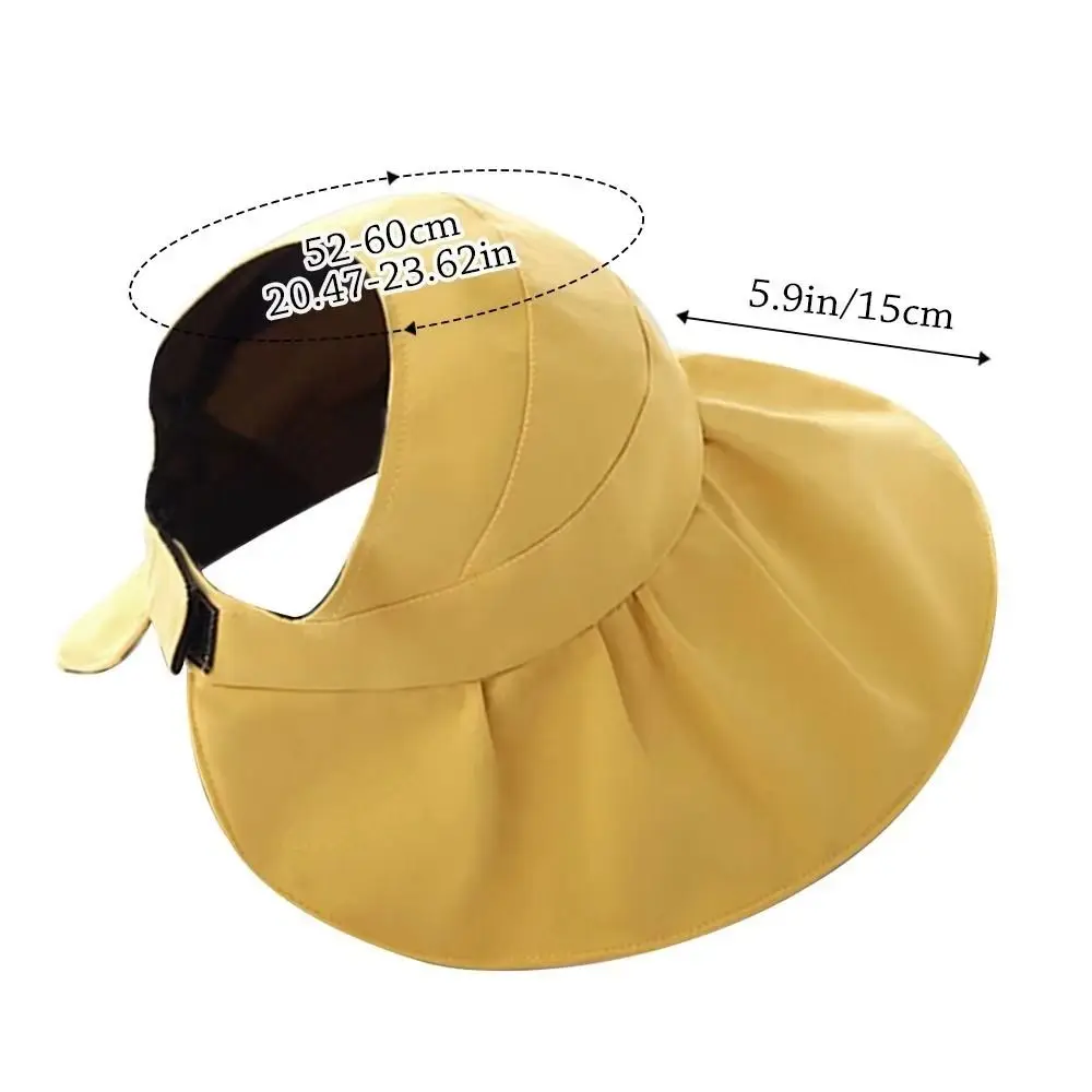 UV Protection Large Visor Sun Hat Foldable Empty Top Summer Sun Cap Adjustable Korean Style Sunscreen Bucket Hat Beach