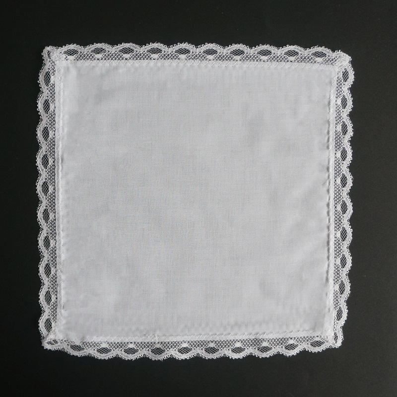 12 Stück reine Baumwolle, weißes Taschentuch, Spitze, kann DIY-Graffiti sein, kann bestickt werden, Druck, kleines quadratisches Handtuch für Damen, 25 cm