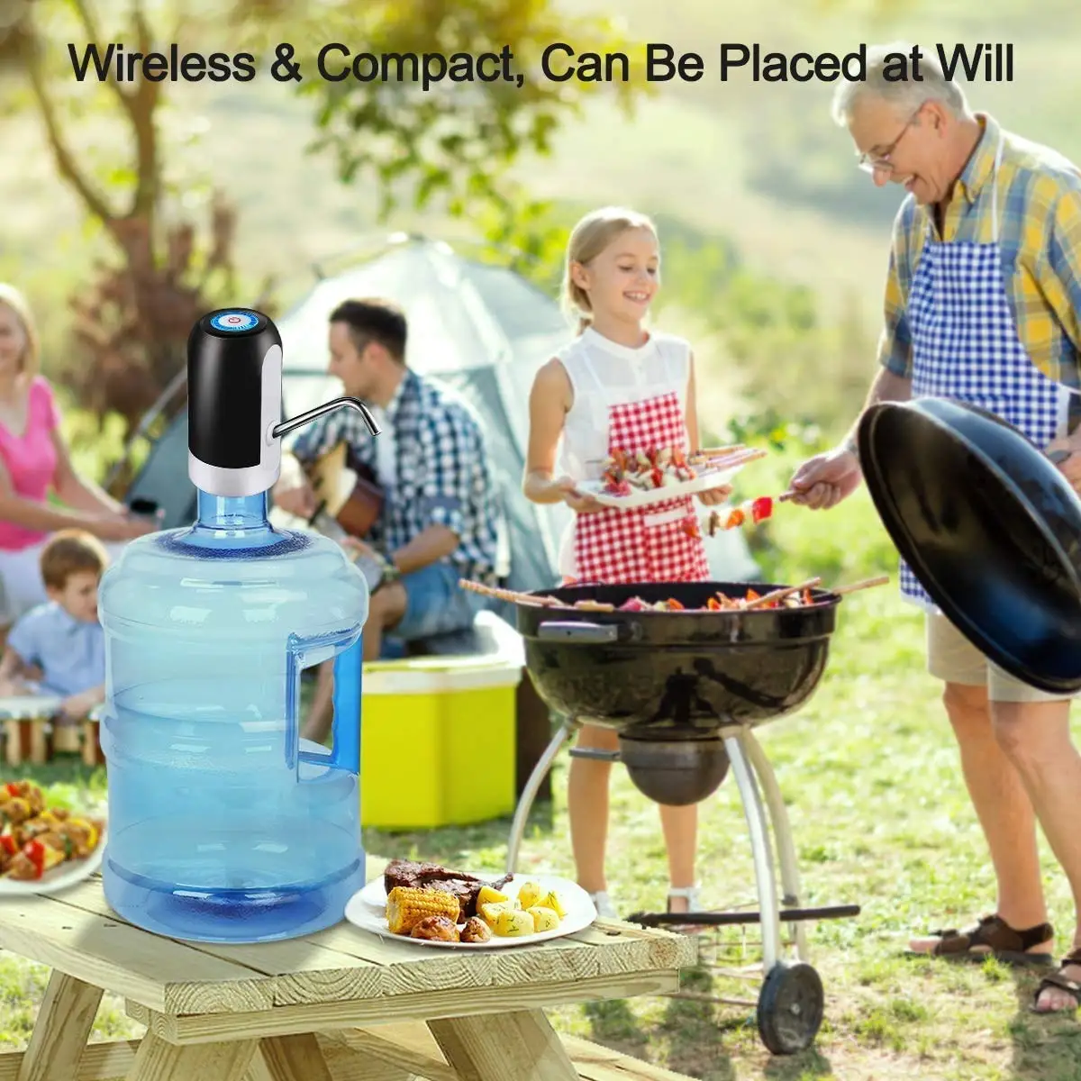 自動飲料水ポンプ,USB充電器,ポータブル電気ウォーターディスペンサースイッチ,ユニバーサル,5ガロンのボトル,黒と白