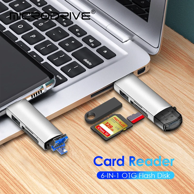 Lector de tarjetas multifuncional de alta velocidad OTG 6 en 1 para teléfonos móviles y computadoras Dispositivo de transferencia de datos versátil