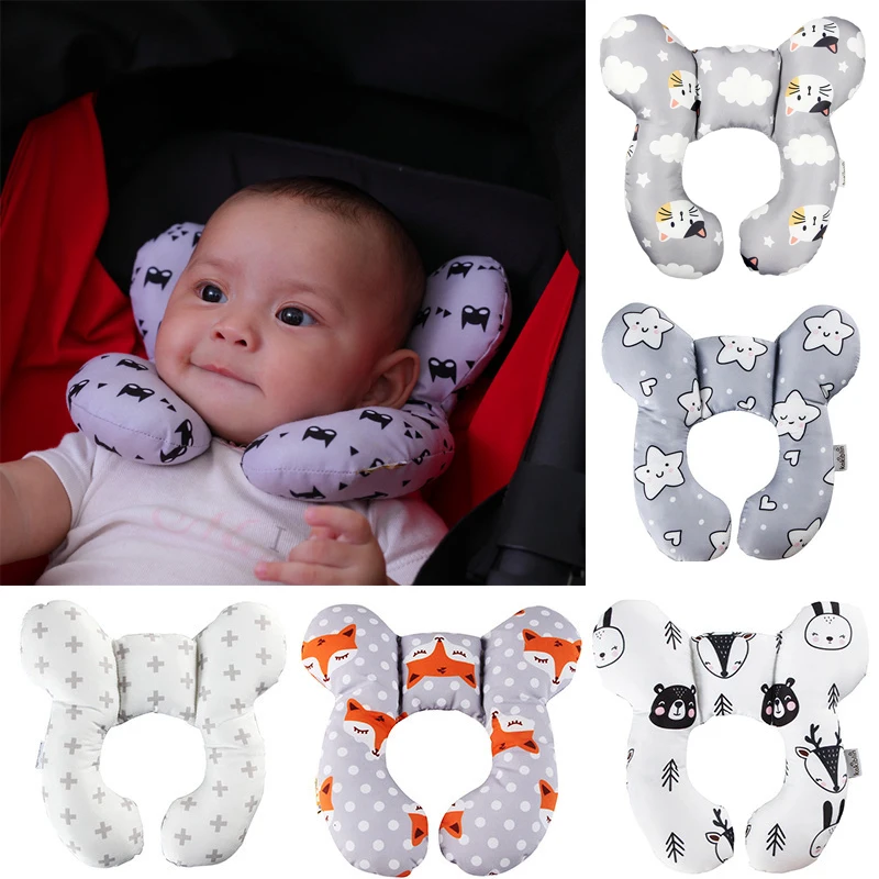 Almohada protectora para bebé, asiento de viaje para coche, almohadas de soporte para cabeza y cuello, cojín de protección para reposacabezas suave en forma de U para niños
