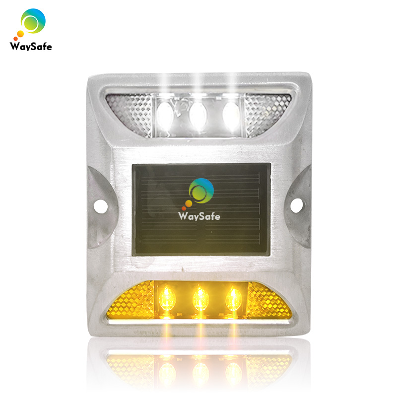 Ponte riflettente stradale con perno di segnalazione stradale ad energia solare in alluminio bicolore, perno stradale solare con luce dock