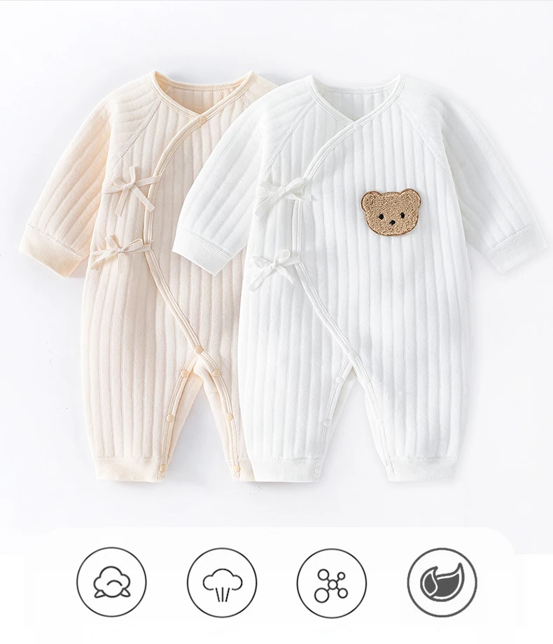 Ragazzi Ragazze Vestito intero 100% cotone Neonato Manica lunga Pagliaccetto Infantile Solido Maglia Tuta sottile per le stagioni