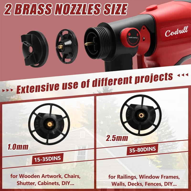 For Milwaukee 18V Battery Electric Spray Gun High Power Atomization Adjustable Shape 800ML Compact Paint Sprayer Airbrush Tool