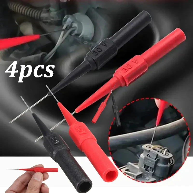 Herramientas de diagnóstico de 30V, multímetro, extensión de cable de prueba, sondas de punta de aguja para perforación trasera, Kit de sonda de prueba automotriz para coche, 0,7 MM, 10 Uds.