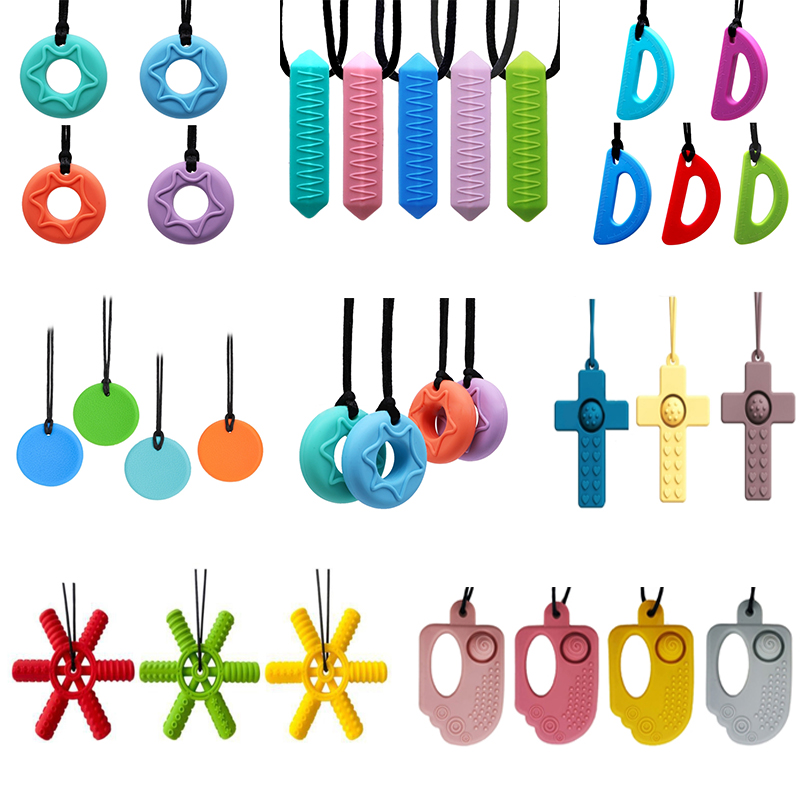 Collar para masticar silicona, juguete dentición fuerte y duradero para regalo niños y niñas