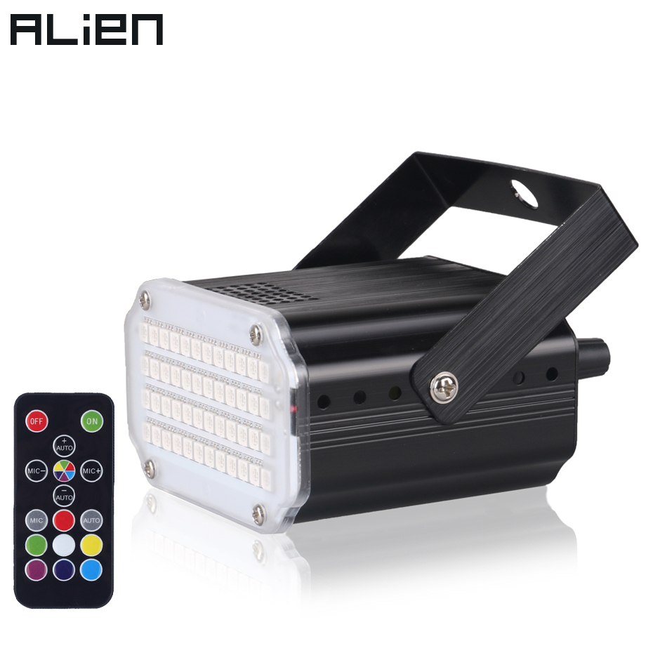 Alien 48 rgb uv led dj discoteca som ativado efeito de iluminação palco festa feriado clube luzes flash estroboscópicas com controle remoto