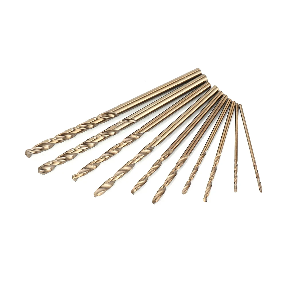 10pcs/set HSS M35 Cobalt Drill Bit 1mm 1.5mm 2mm 2.5mm 3mm Cobalt Coated Drill Bit Power Tool For Metal Stainless Steel Drilling