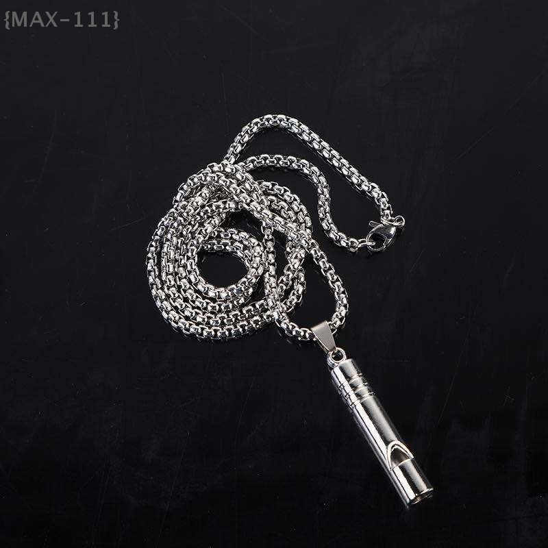 Collier pendentif sifflet de survie d'urgence, colliers de Camping de randonnée en plein air, sifflet Punk en acier inoxydable