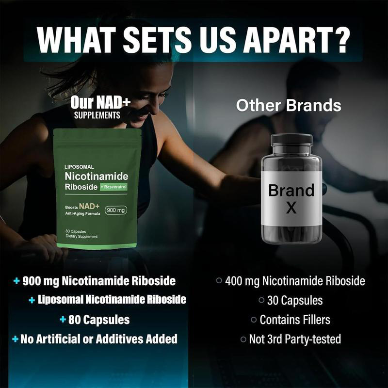 Resveratrol, Quercetin, NAD Nicotinamida Nucleosida - Suplemento NAD de alta pureza, 80 cápsulas, vegetariano