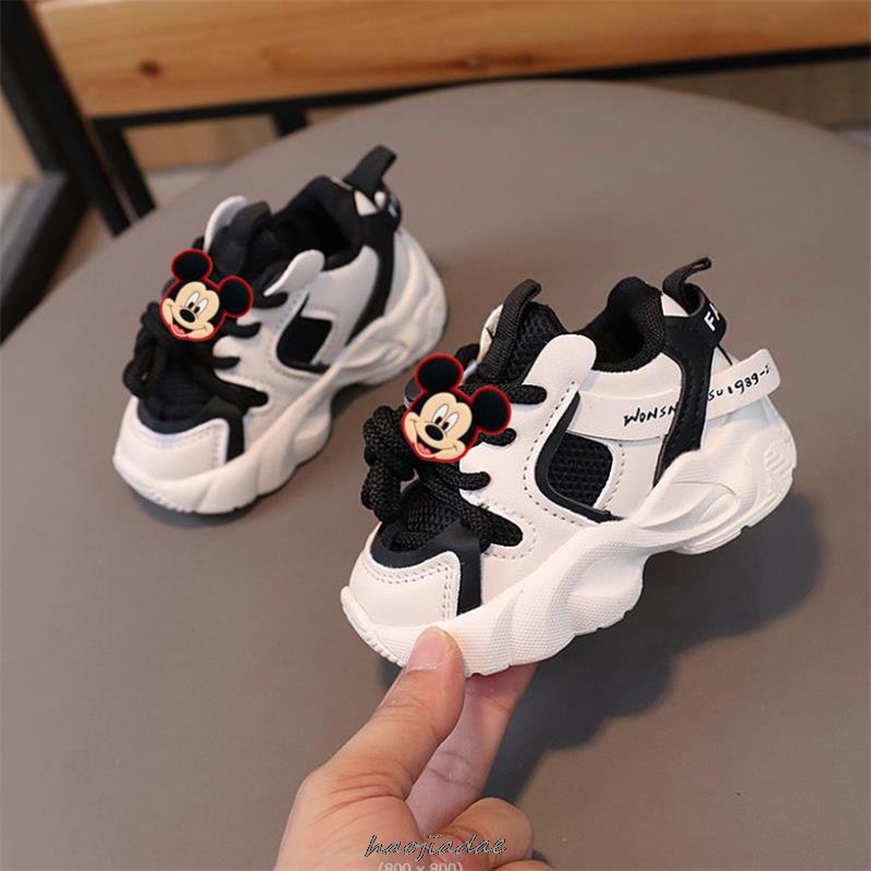Zapatos de Mickey Minnie para bebés y niñas, zapatillas deportivas antideslizantes de malla transpirable para niños pequeños